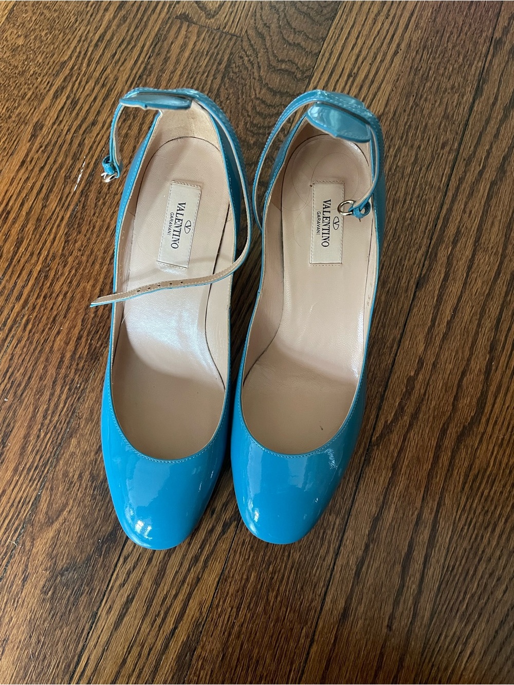 Valentino Garavani Turquoise Patent Leather Ankle-Strap Pumps